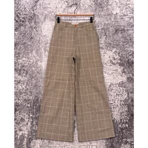 Selva Negra Pants 2 Womens Houndstooth Plaid Cotton Wide Leg Trouser